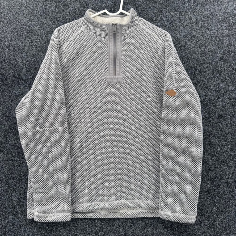 Orvis Classic Collection Gray Textured Quarter Zip Fleece Lined Pullover XL